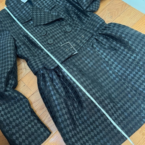 Candie's Britney Collection Harlequin Print Black Belted Peacoat Size Medium - Picture 9 of 9